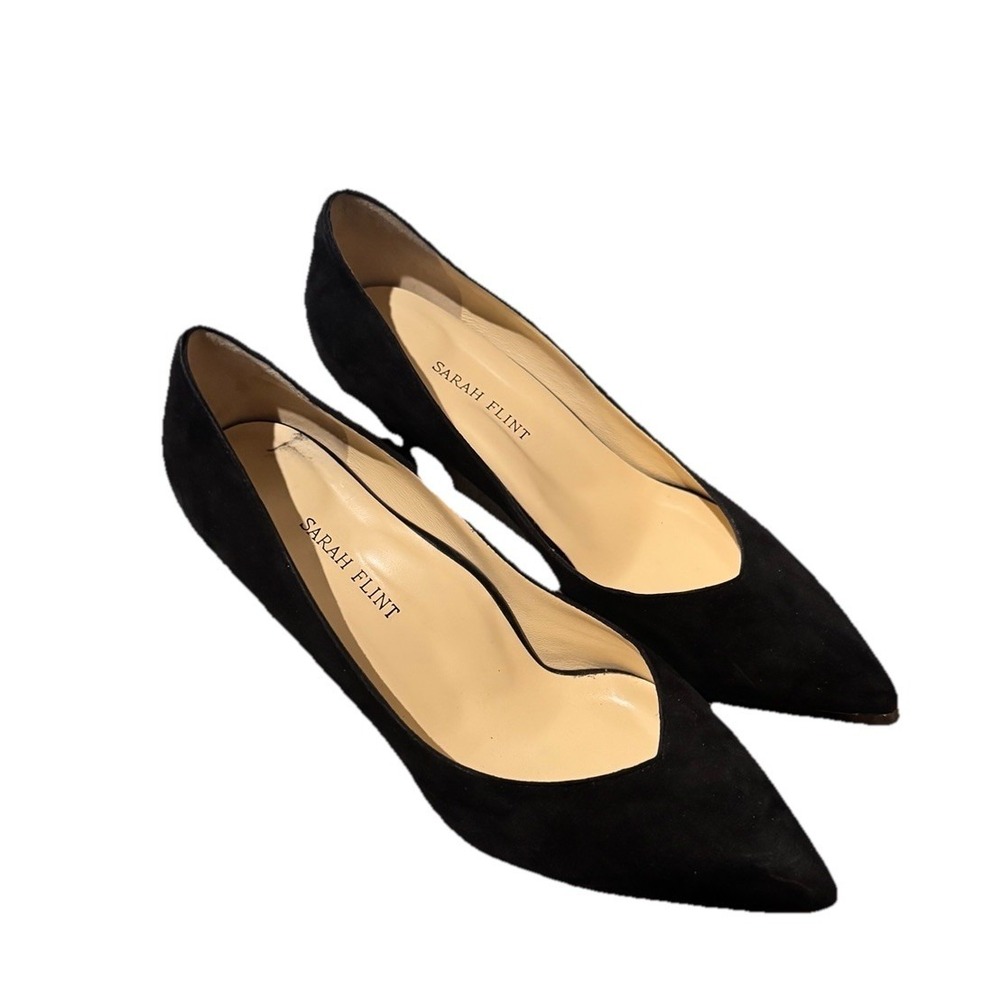 Sarah Flint Shoes black 39.5 Suede Leather Classy Pointed Toe Pumps Made Italy